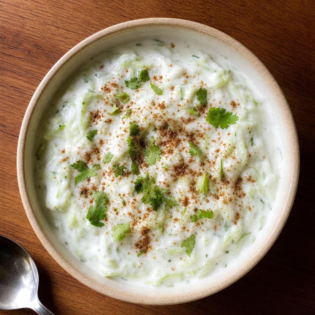 Cucumber raita, home-cooked bowl